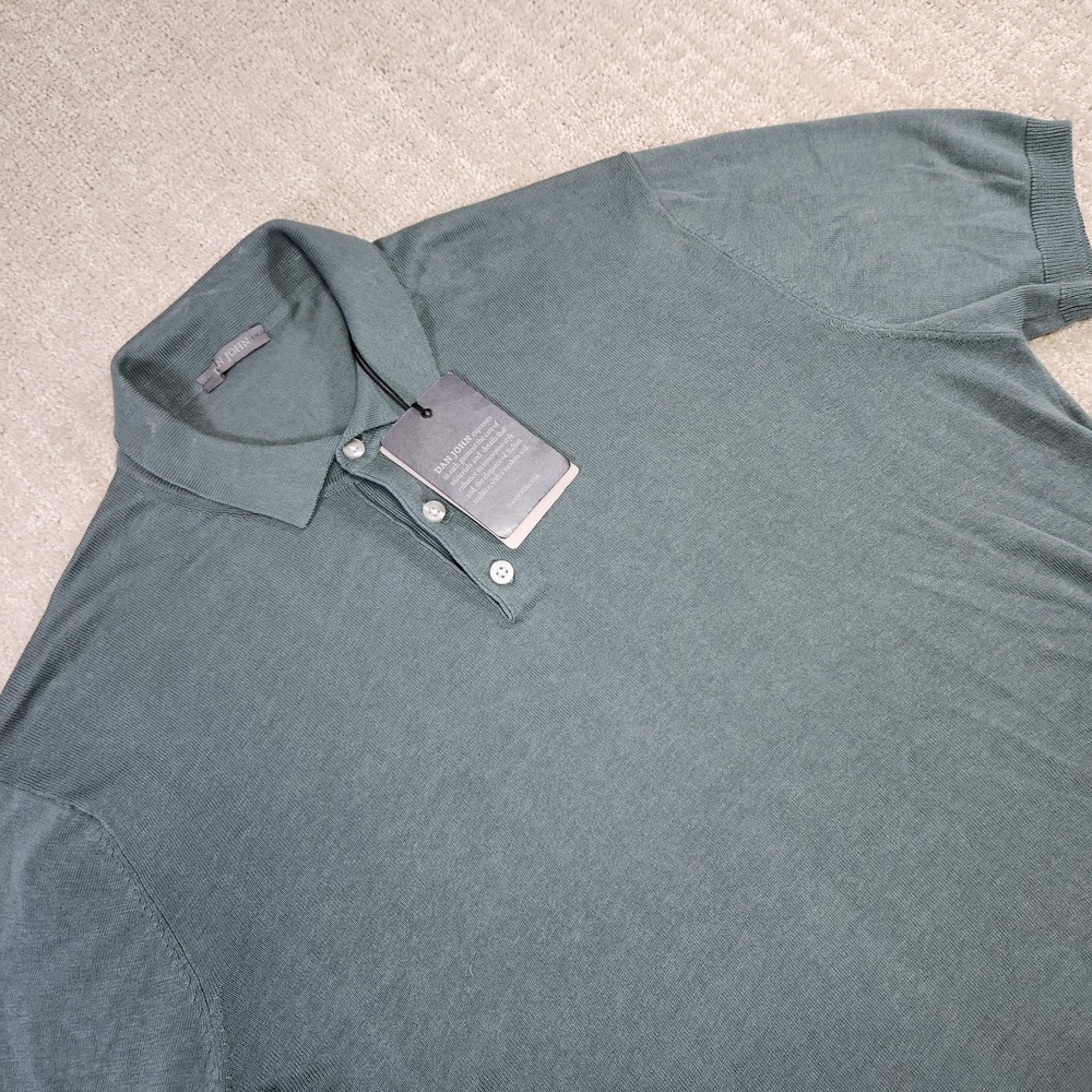 Sweater Polo Shirt Men‎ XXL *FITS Large* Dan John Knit Green Cotton 50s Style